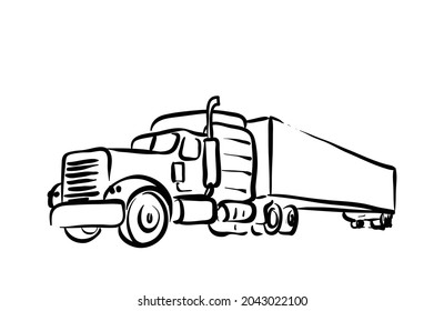 Big Truck Line Art Illustration Vector Stock Vector (Royalty Free ...