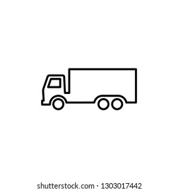 Big Truck Line Icon In Flat Style Vector For App, UI, Websites. Black Icon Vector Illustration.