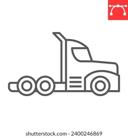 Big truck line icon, transportation and vehicle, semi truck vector icon, vector graphics, editable stroke outline sign, eps 10.