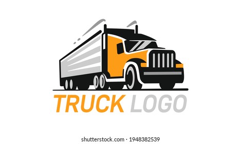 Big Truck logo template for you design in black color. Logistic emblem