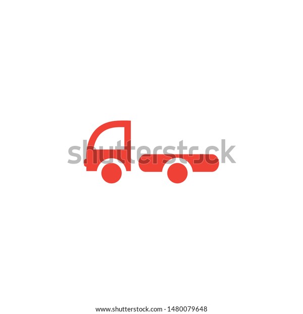 Big Truck Red Icon On White Background. Red\
Flat Style Vector\
Illustration.