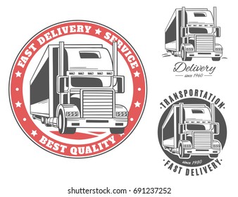 Big truck. Set of vector logos.