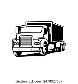 Big Truck silhouette. Semi truck 10 wheeler vector.