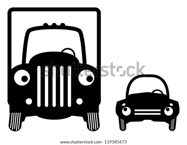 Big truck and small car, vector illustration