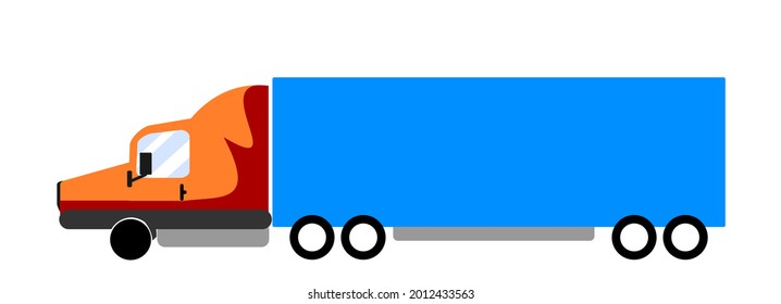 Gran camión con vehículo de remolque. Plantilla de camión vectorial aislada en fondo blanco.
