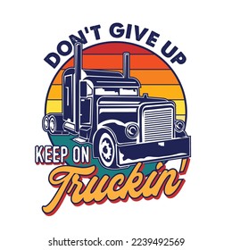 Big truck vector illustration in retro color, perfect for t shirt design