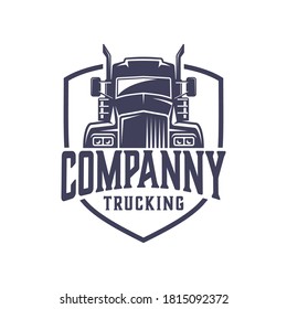 big truck vector logo illustration,good for mascot,delivery,or logistic,logo industry,flat color style with blue.