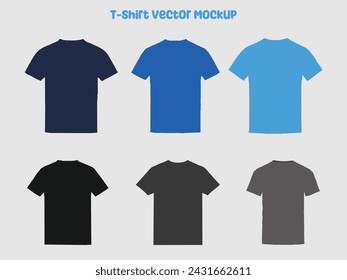 Big t-shirt templates collection of different colors, vector eps10 illustration.