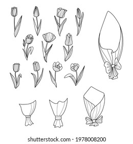 big tulips set with bouquets