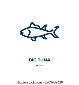 Big tuna icon. Linear vector illustration from fauna collection. Outline big tuna icon vector. Thin line symbol for use on web and mobile apps, logo, print media.