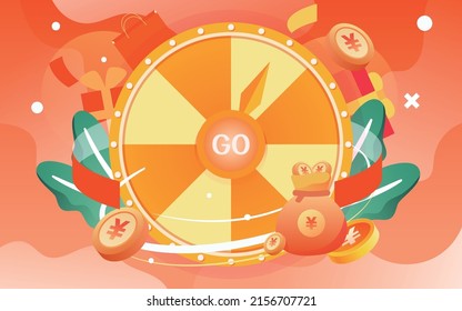 Big turntable lottery, financial business vector illustration