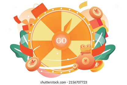 Big turntable lottery, financial business vector illustration