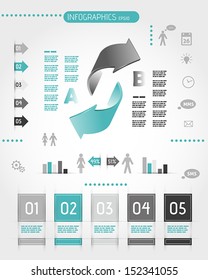 big turquoise infographics with two arrows. infographic concept.