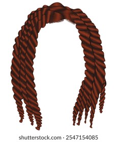   Trenzas de giro grande. realista 3d .
 Estilo de belleza de moda. Peluca de peinado africano de moda
