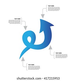 Big twisted Arrow / Timeline with text options / A way to success - Vector infographic template