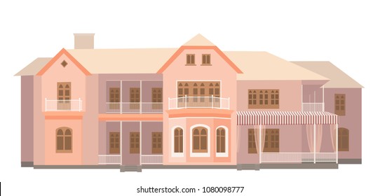 Big two-storied house isolated on white background