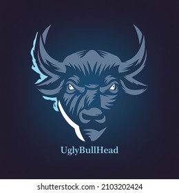 big and ugly bull logo, abstract and simple strong bull vector illustrations