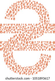 Big Ukrainian Hryvnia symbol composed of many hryvnia signs. Vector concept illustration of currency used in Ukraine.