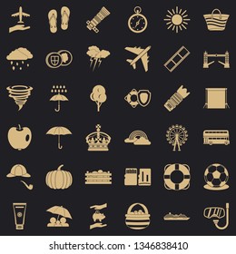 Big umbrella icons set. Simple style of 36 big umbrella vector icons for web for any design