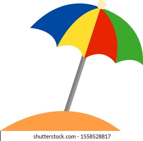 Großer Regenschirm, Illustration, Vektorgrafik auf weißem Hintergrund.