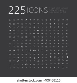 Big universal simple Icon set for infographics, mobile graphics kit and web interface. Exclusive collection for wireframe developing and mockup design.
