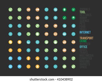 Big universal simple sorted  Icon set for web interface and graphics on various subjects. Collection of high quality icons for working with Web graphics.