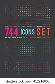 Big universal simple sorted  Icon set for web interface and graphics on various subjects. Collection of high quality icons for working with Web graphics.

