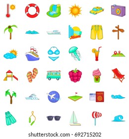 Big vacation icons set. Cartoon style of 36 big vacation vector icons for web isolated on white background