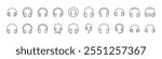 Big Various Headphones Collection of Thin Icons. Editable Stroke. Suitable for Web Sites, Books, Cards, Apps