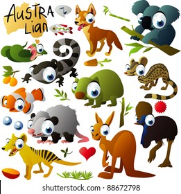 big vector australian animals set