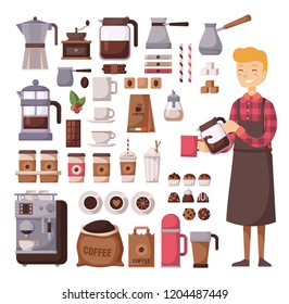 Big vector coffee set