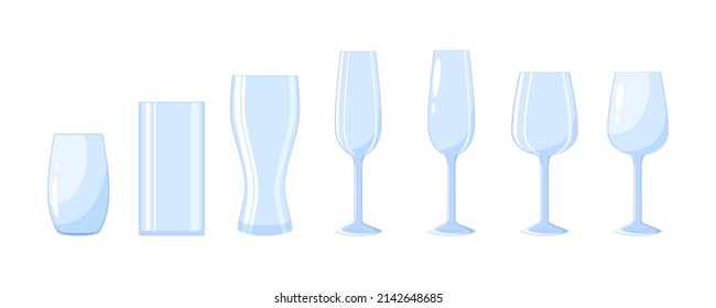 Gran colección vectorial de copas de cóctel para diferentes bebidas. Ilustración del vector