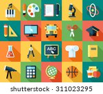 Big vector collection of colorful school icons. Flat style with long shadows.