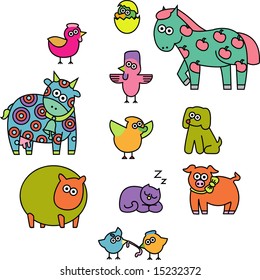 big vector collection of farm animals