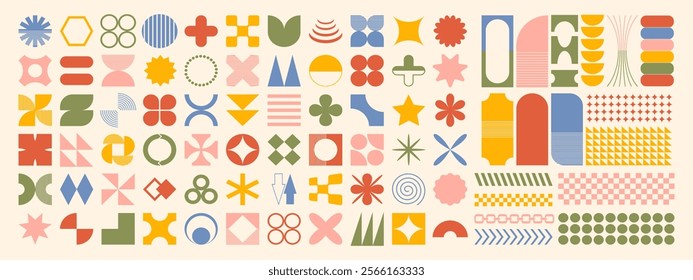 Big vector collection of geometric shapes. Trendy abstract minimalist figures. Vector illustration.