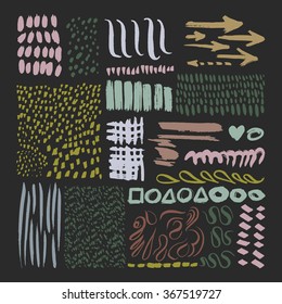 Big vector collection of homemade textures and elements. Created in ink for your design.