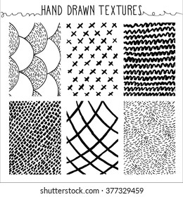 Big vector collection of homemade textures and elements. Created in ink for your design.
