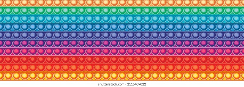 Big vector color seamless pattern - Popit. Template, element for design, background. Style sensory anti-stress toy for kids. Color selection - rainbow.