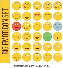 Big vector emoticon set. Smiley face