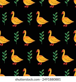 Big vector farm animals seamless pattern. Big collection with cow, sheep, turkey, rabbit, ducks, hen, pig. Food for animals. Countryside, agriculture. Cute farm animal isolated on background