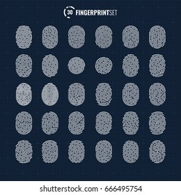 Big Vector Fingerprint Icons Collection, Sci-Fi Future Identification Authorization System