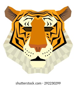 big vector flat illustration of red tiger head