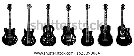 Big vector guitars set isolated on white