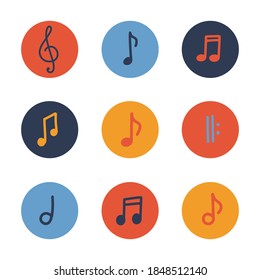 Big vector highlights cover icon set for social media stories. Notes icons. Music theme. Hand drawn round templates for contemporary bloggers.