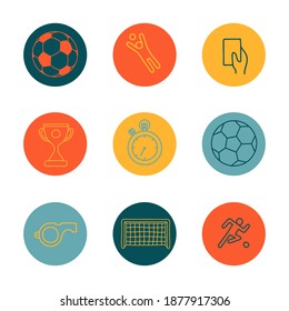 Big vector highlights cover icon set for social media stories. Football icons. Hand drawn round templates for contemporary bloggers.