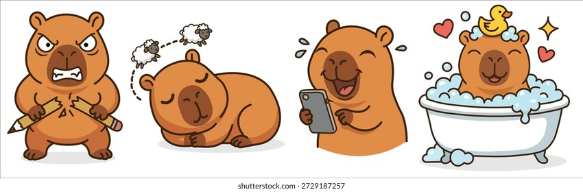 Big Vetor Illustration Collection: Animais Kawaii engraçados. Conjunto de 4 Caracteres Bonitos para Adesivos e Design.
Apresentando um pacote exclusivo de gráficos vetoriais com o roedor gigante favorito da internet. Este pacote inclui quatro mascotes exclusivos e altamente detalhados desenhados em um estilo moderno Kawaii Doodle com contornos grossos, tornando-os perfeitos para a impressão de adesivos de vinil e cortes de matrizes.
Super-herói Mascote: Uma criatura energética vestindo uma capa vermelha fluindo, voando para salvar o mundo. A pose dinâmica com um punho estendido simboliza sucesso, motivação, velocidade e poder. Este design é perfeito para "Você conseguiu isso!" decalques ou decorações de rastreador de fitness.
Lazy Foodie: A figura mais relacionável do conjunto. Um mamífero gordinho deitado de costas, esfregando uma barriga cheia. Cercado por favoritos de fast food: uma deliciosa fatia de pizza de pepperoni e um cheeseburger suculento. Esta imagem personifica os fins de semana, relaxamento, trapaça, amor pela comida, preguiça e conforto absoluto. Ideal para memes sobre dietas ou vibrações de sexta-feira à noite.
Selfie King: Um animal elegante usando óculos escuros e uma coroa dourada, tirando uma foto em um smartphone. O personagem está fazendo uma "cara de pato" para a câmera. Esta imagem simboliza autoconfiança, sucesso, popularidade nas mídias sociais, blogs e frieza. Ótimo para merchandise para jovens e personalização de perfil.
Amante romântico: uma adorável onça com grandes olhos em forma de coração rosa segurando uma rosa vermelha. O animal de estimação fica dentro de uma nuvem fofa feita de corações minúsculos. A ilustração perfeita para o Dia dos Namorados (14 de fevereiro), confissões de amor, convites de casamento ou cartões de felicitações românticos.
Todas as ilustrações são criadas em formato vetorial, apresentando linhas limpas e cores brilhantes e saturadas (marrom, vermelho, amarelo, rosa). As imagens são isoladas sobre um fundo branco. Este clipart é versátil e adequado para uma ampla gama de projetos comerciais: impressão em camisetas e capuzes (Print-on-Demand), criação de pacotes de adesivos para Telegram e WhatsApp