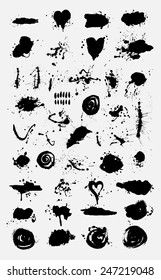 Big Vector inkblot collection. Isolated.