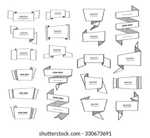 Big vector origami speech bubbles and banners design set