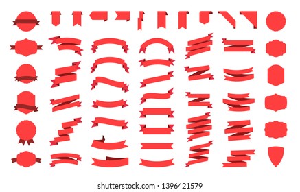 Big vector ribbons banners set. Flat ribbon illustration isolated on white background. Ribbons collection