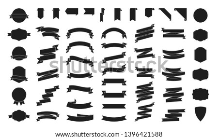 Big vector ribbons banners set. Flat ribbon illustration isolated on white background. Ribbons collection